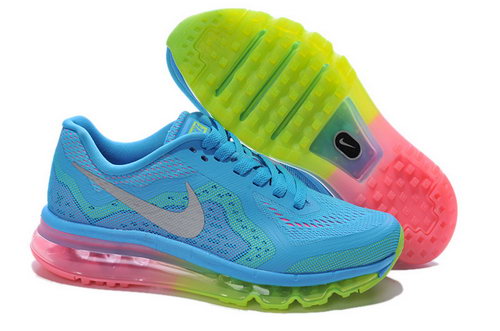 Nike Nike Air Max 2014 Womens Lightblue Green Pink Grey Shoes France